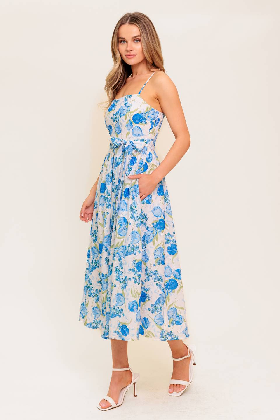 ROSY MOOD FLORAL WOVEN MIDI DRESS Flying Tomato